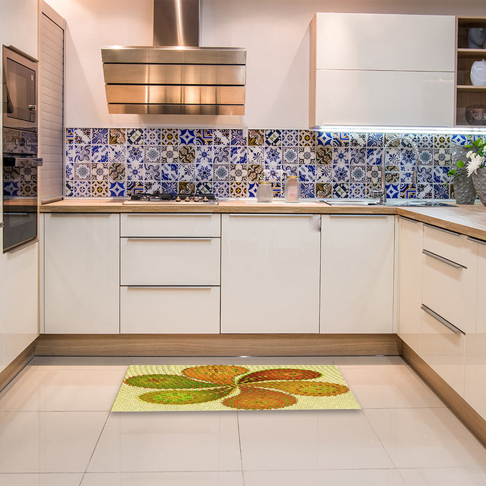 Patterned Bold Yellow Rug in a Kitchen, pat1308yw