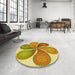 Round Patterned Bold Yellow Rug in a Office, pat1308yw