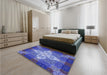 Patterned Sky Blue Rug in a Bedroom, pat1309blu