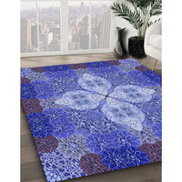 Patterned Sky Blue Rug, pat1309blu