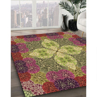 Patterned Brown Red Rug, pat1309brn