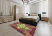 Patterned Brown Red Rug in a Bedroom, pat1309brn