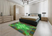 Patterned Army Green Rug in a Bedroom, pat1309grn