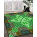 Patterned Army Green Rug in Family Room, pat1309grn