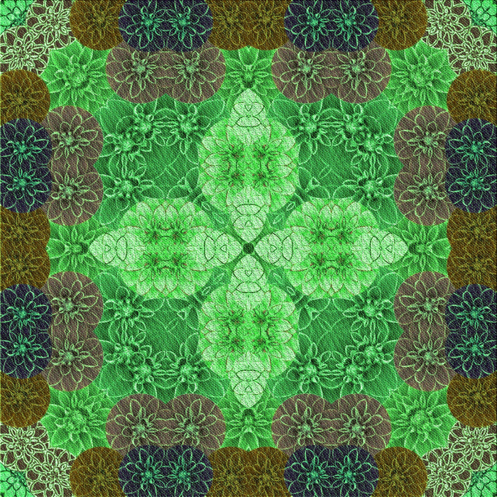 Round Machine Washable Transitional Army Green Rug, wshpat1309grn