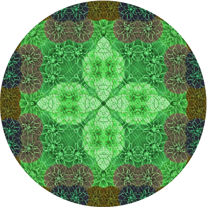 Square Machine Washable Transitional Army Green Rug in a Living Room, wshpat1309grn