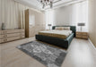 Patterned Dark Gray Rug in a Bedroom, pat1309gry