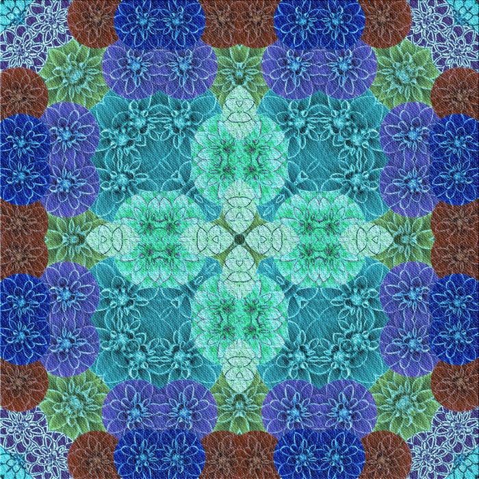 Round Patterned Dark Turquoise Green Rug, pat1309lblu