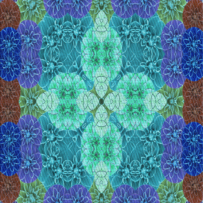 Patterned Dark Turquoise Green Rug, pat1309lblu