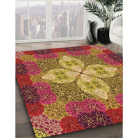 Patterned Orange Gold Rug, pat1309org