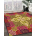 Patterned Orange Gold Rug in Family Room, pat1309org