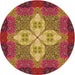 Square Patterned Orange Gold Rug, pat1309org