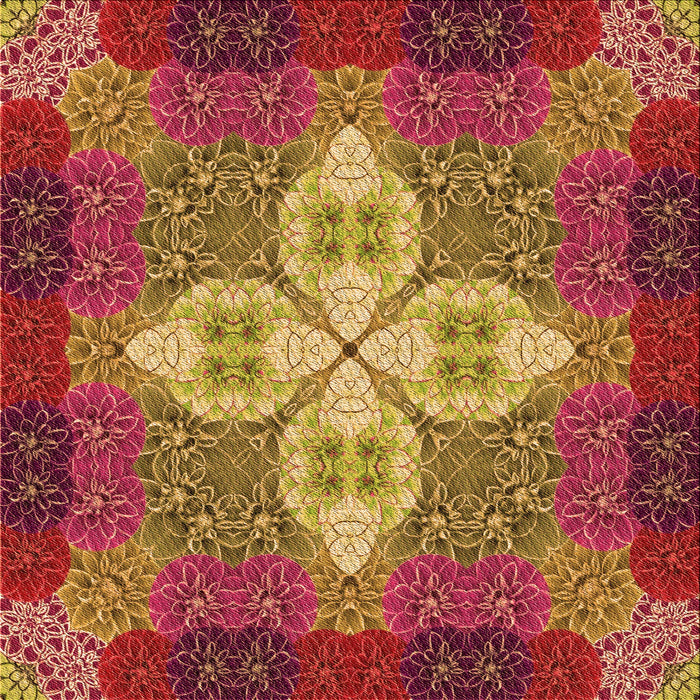 Round Patterned Orange Gold Rug, pat1309org