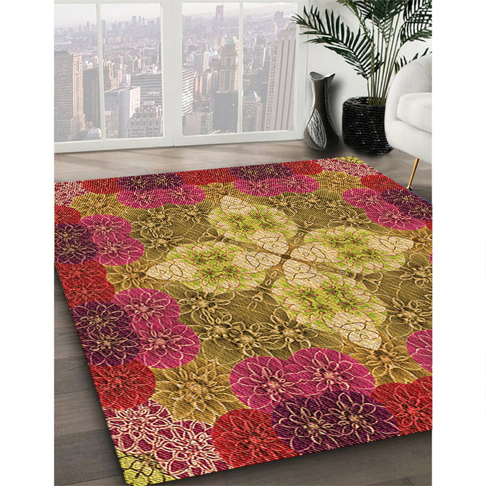 Machine Washable Transitional Orange Gold Rug in a Family Room, wshpat1309org