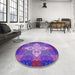 Round Patterned Purple Rug in a Office, pat1309pur