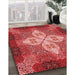 Patterned Red Rug in Family Room, pat1309rd