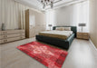 Patterned Red Rug in a Bedroom, pat1309rd