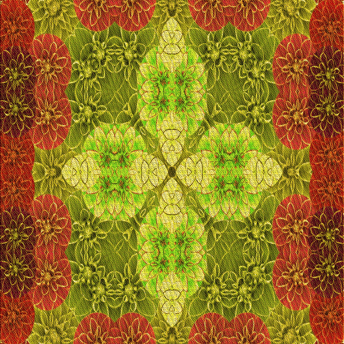 Machine Washable Transitional Green Rug, wshpat1309yw