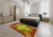 Patterned Green Rug in a Bedroom, pat1309yw