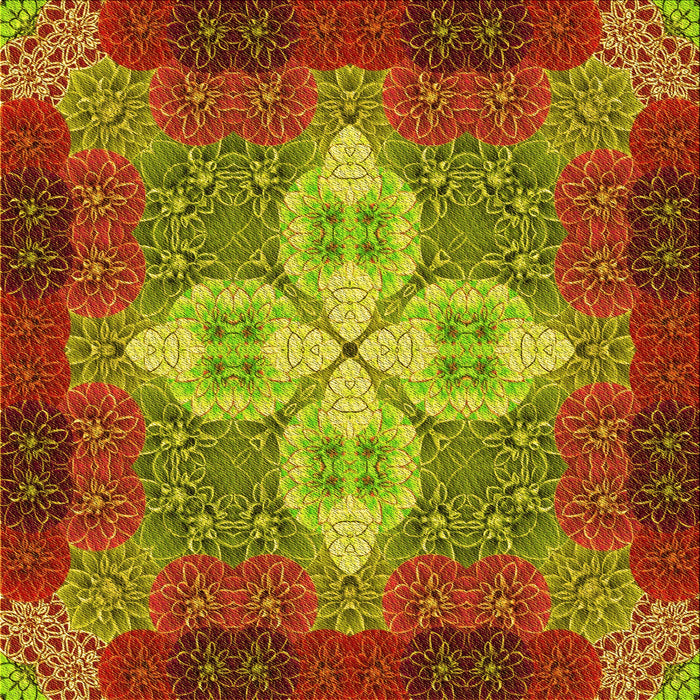 Round Patterned Green Rug, pat1309yw