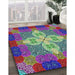 Machine Washable Transitional Dark Sea Green Rug in a Family Room, wshpat1309