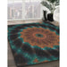 Patterned Mid Gray Novelty Rug in Family Room, pat130