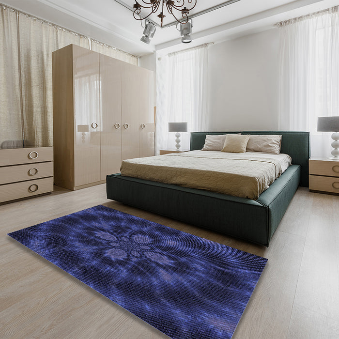 Patterned Night Blue Rug in a Bedroom, pat131blu