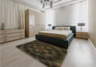 Patterned Midnight Gray Rug in a Bedroom, pat131brn