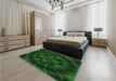 Patterned Green Rug in a Bedroom, pat131grn