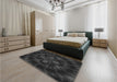 Patterned Midnight Gray Rug in a Bedroom, pat131gry