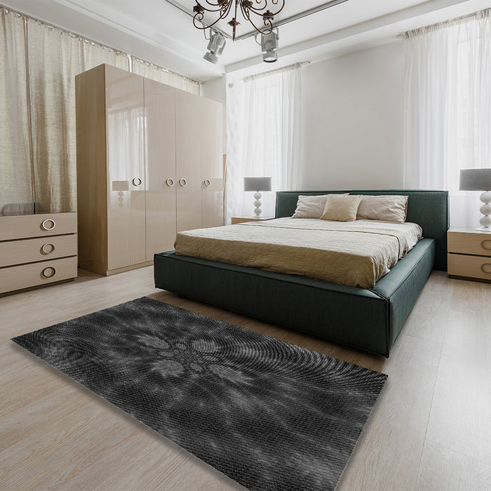 Patterned Midnight Gray Rug in a Bedroom, pat131gry
