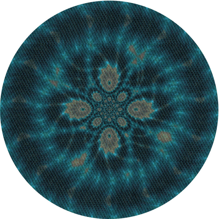 Square Patterned Dark Cyan Green Rug, pat131lblu
