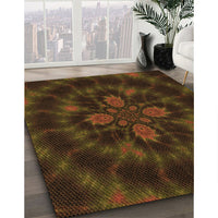 Patterned Dark Bronze Brown Rug, pat131org