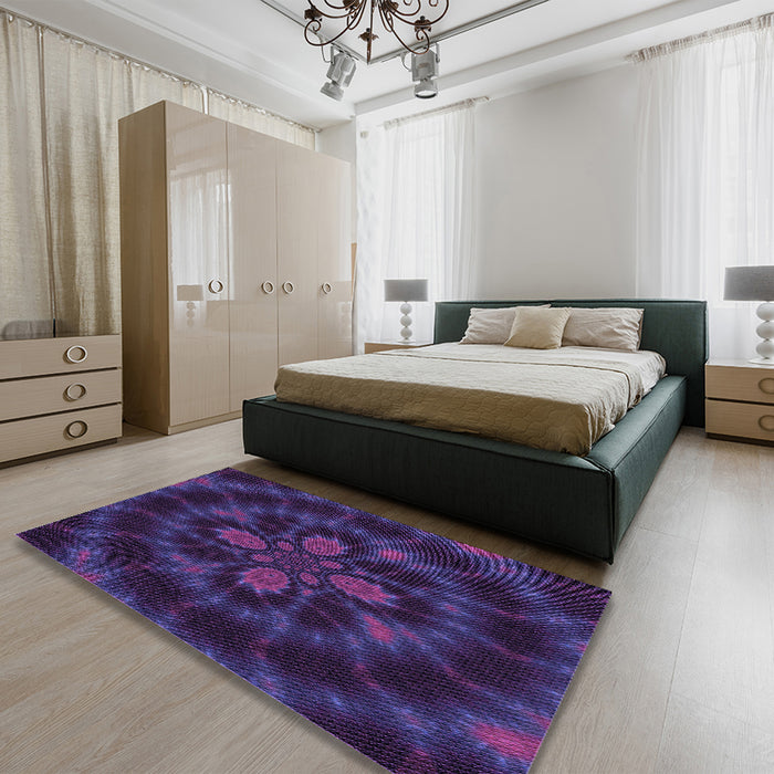 Patterned Amethyst Purple Rug in a Bedroom, pat131pur