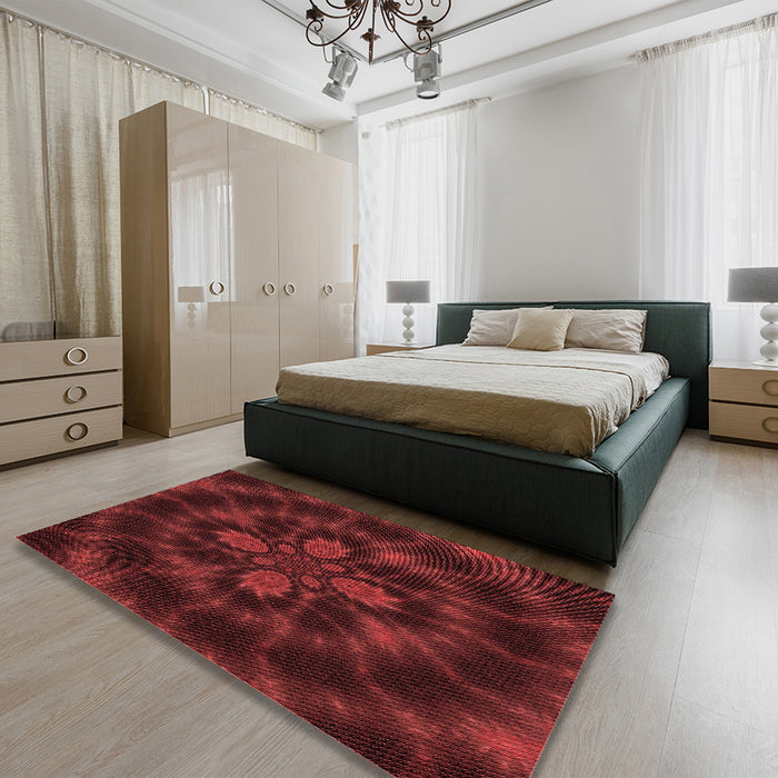 Patterned Red Rug in a Bedroom, pat131rd