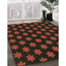 Patterned Red Rug in Family Room, pat1310brn