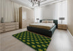 Patterned Black Rug in a Bedroom, pat1310grn