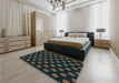 Patterned Midnight Gray Rug in a Bedroom, pat1310lblu