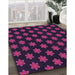 Patterned Plum Purple Rug in Family Room, pat1310pur