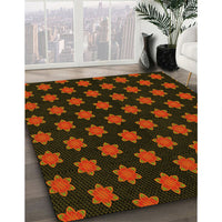 Patterned Dark Bronze Brown Rug, pat1310yw