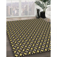 Patterned Metallic Gold Rug, pat1311brn