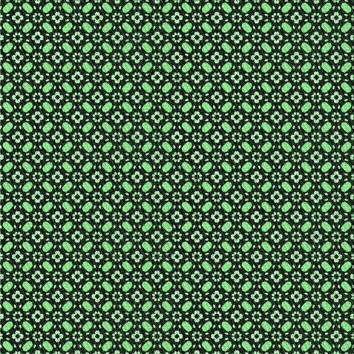 Round Machine Washable Transitional Black Rug, wshpat1311grn