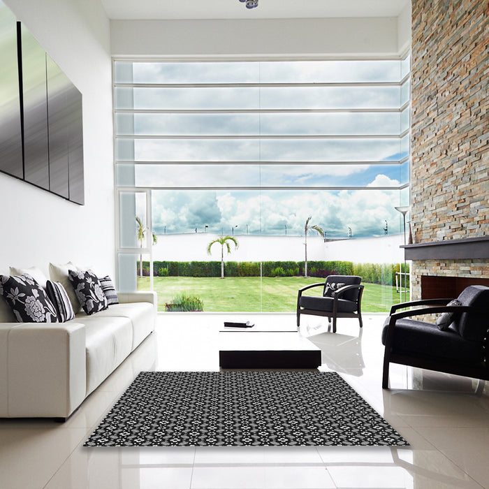 Machine Washable Transitional Midnight Gray Rug in a Kitchen, wshpat1311gry