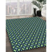 Patterned Deep Teal Green Rug in Family Room, pat1311lblu