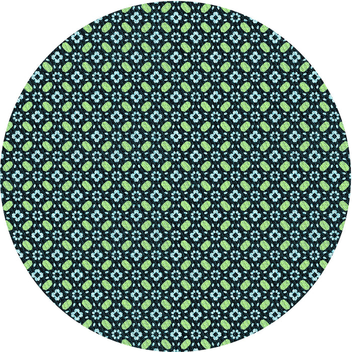 Square Machine Washable Transitional Deep Teal Green Rug in a Living Room, wshpat1311lblu