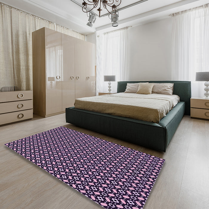 Patterned Orchid Purple Rug in a Bedroom, pat1311pur