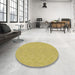 Round Patterned Golden Brown Yellow Rug in a Office, pat1312brn