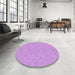 Round Patterned Violet Purple Rug in a Office, pat1312pur