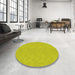 Round Patterned Yellow Rug in a Office, pat1312yw