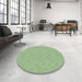 Round Machine Washable Transitional PaleGreen Rug in a Office, wshpat1312